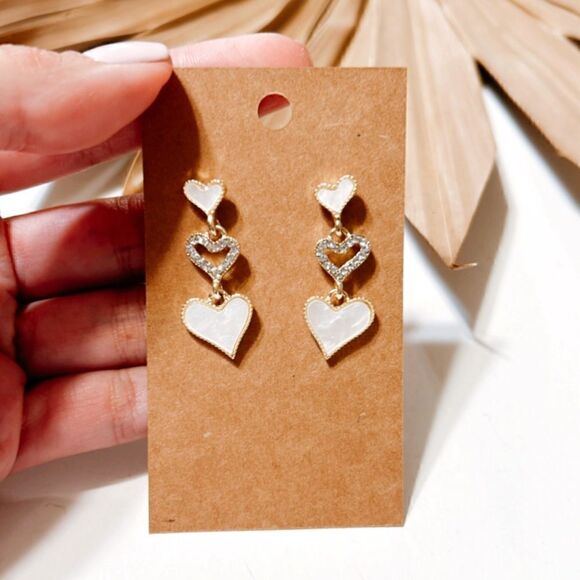 heart drop earrings H179 - Picture 3 of 5